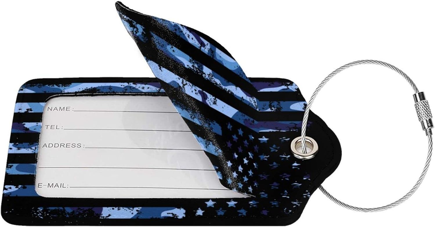 Set of 2 Luggage Tag for Suitcases Tie dye PU Leather Luggage Tag with Full Back Privacy Name ID Card Fun Laggage Tags - Image 2